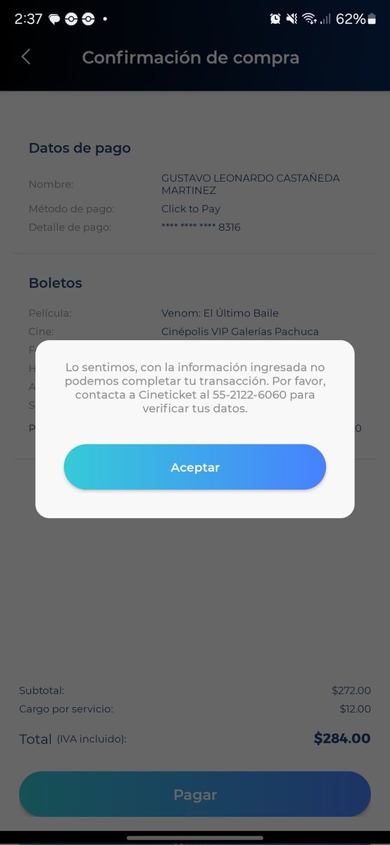 bwa616's tweet photo. @AyudaCinepolis Me ha salido este error todas las veces que he intentado comprar, tanto en la app como en la web https://t.co/f3CKDzhQxl