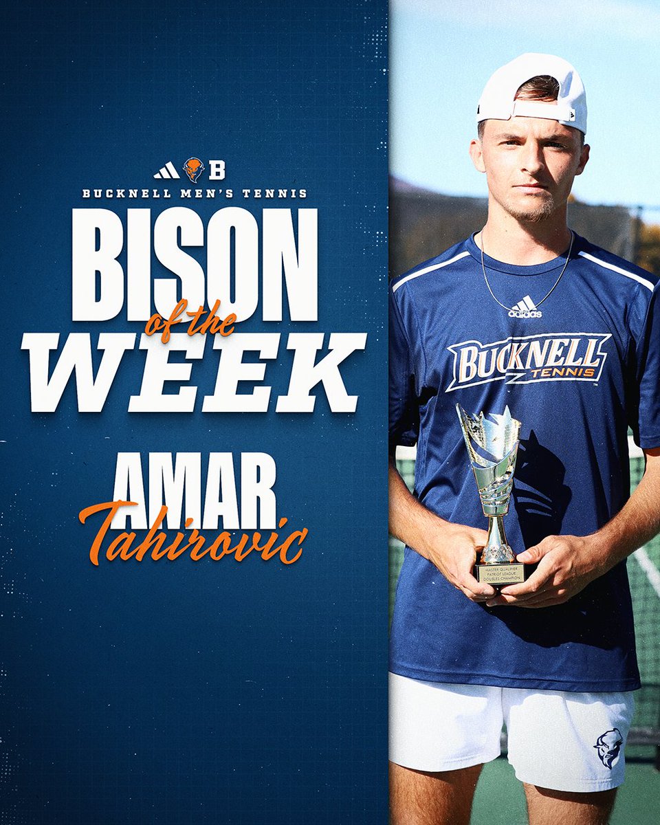 Bucknell_Bison's tweet photo. Amar Tahirovic captured singles and doubles crowns at the Patriot League qualifier for the ITA Conference Masters Championship over the weekend, and he has been selected as the #BisonOfTheWeek for his efforts! #rayBucknell
📰 https://t.co/HF9d2wOOqp https://t.co/NR1zHGQWvb