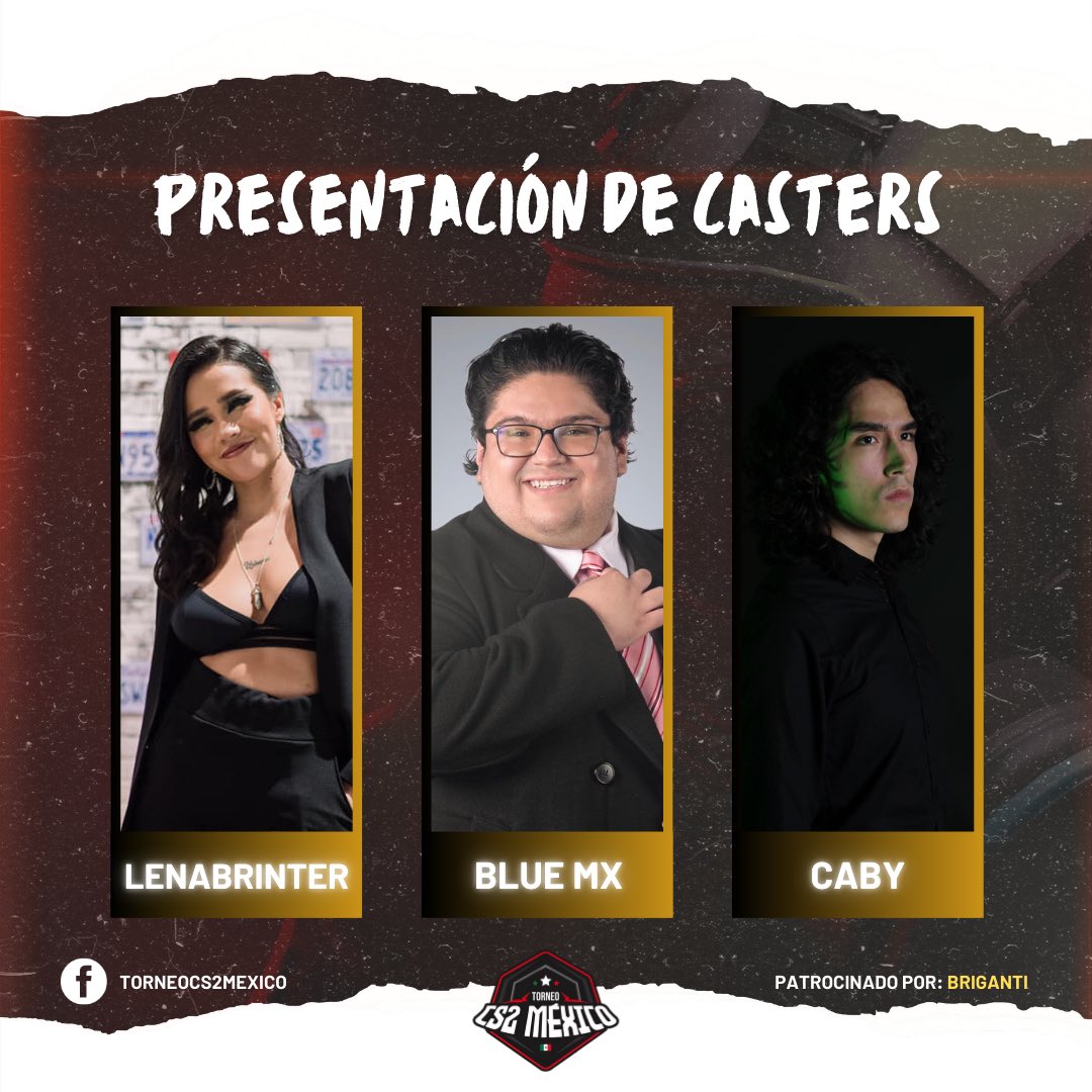 CS2Mexico's tweet photo. ¡Hoy arranca el primer torneo regional de Counter Strike 2 en México! 🏆 Estamos en la búsqueda de los mejores jugadores; ellos serán nuestros casters para la primera edición. 
🎤@lenabrinter 
🎤@blue_mx1
🎤@CabyZone
¡No te lo pierdas! Hoy a las 7pm CDMX👉🏻abajo los links https://t.co/twSx1V03Q4