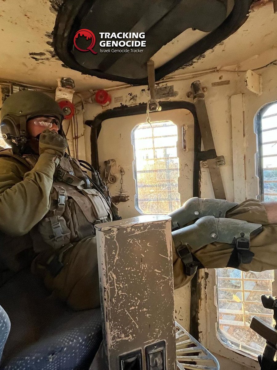 trackingisrael's tweet image. Israeli soldier Rotem Bein from the Engineering Corps participated in the genocide in Gaza by operating a D9 bulldozer, destroying and razing Palestinian neighborhoods and cemeteries.

He was targeted by the resistance and was critically wounded.