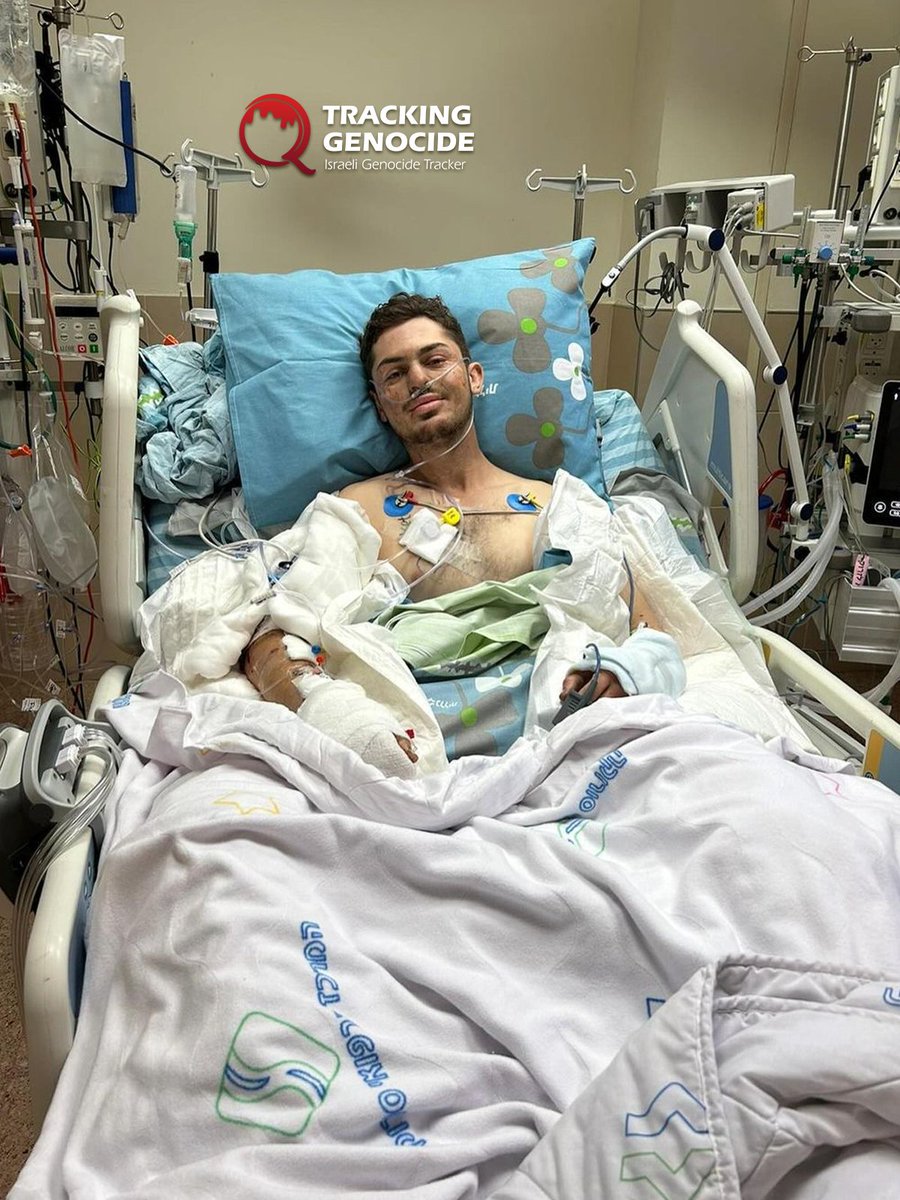 trackingisrael's tweet image. Israeli soldier Rotem Bein from the Engineering Corps participated in the genocide in Gaza by operating a D9 bulldozer, destroying and razing Palestinian neighborhoods and cemeteries.

He was targeted by the resistance and was critically wounded.