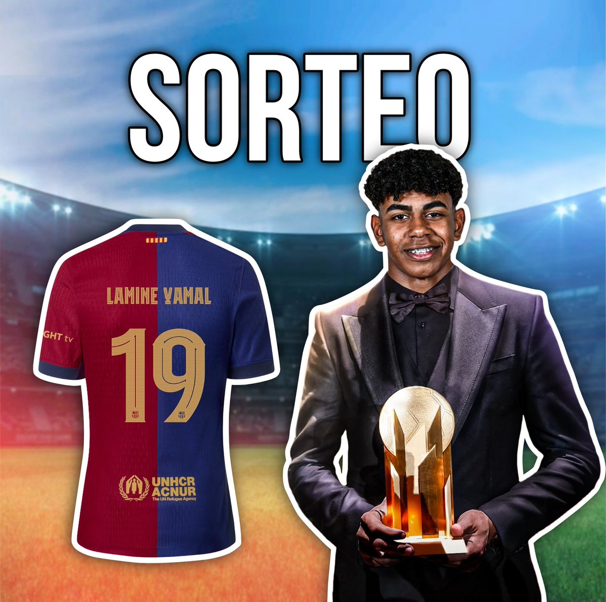 🔥 SORTEO: EL MEJOR JOVEN DEL MUNDO 🚨

💙 Con motivo del premio a mejor jugador joven del mundo, vamos a sortear la camiseta de Lamine Yamal ❤️

Requisitos:
- Dar RT al tweet 
- Seguir a <a href="/CamisetasZone/">Camisetas Zone 👕⚽️</a>  y a mí.
- Mencionar a un amigo.

🍀 ¡Suerte! 🍀