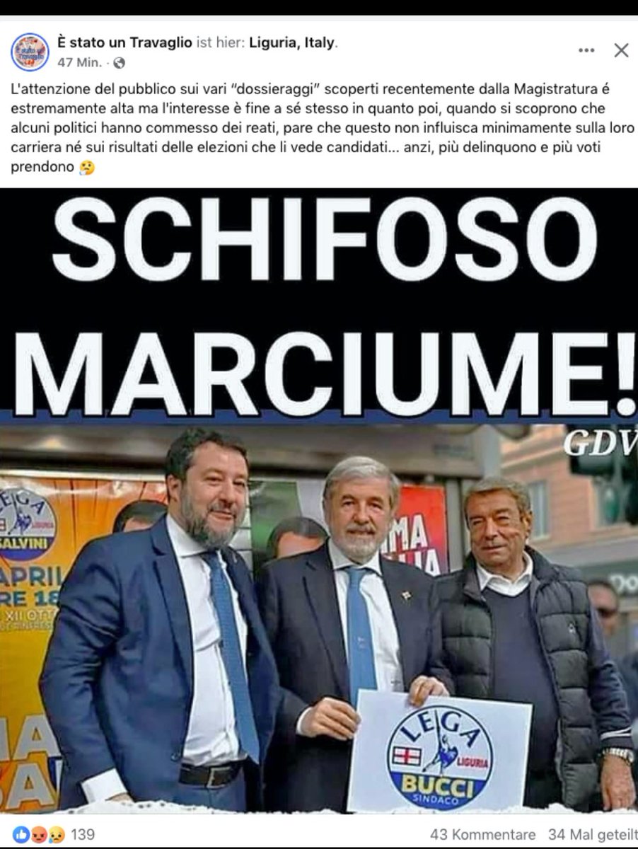 IdaNapolitano5's tweet image. Si scrive #Bucci si legge #Toti
Quello condannato per finanziamento illecito. 
#Liguria 
Anche questa volta ha vinto l'astensionismo. Ha votato il 46% degli aventi diritto.