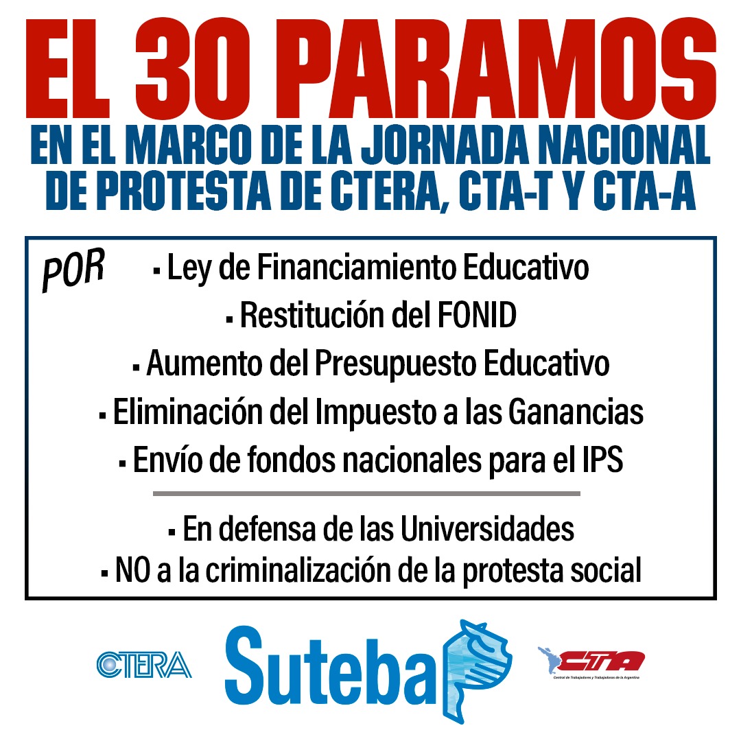 SUTEBAProvincia's tweet photo. #El30paramos https://t.co/6bNBDbrsTd