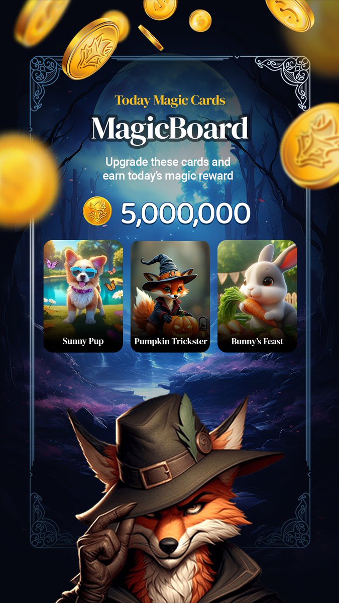 RobinGoldGame's tweet photo. โจ The Magic Cards of the Day have dropped! ๐
Head to the Magic Board tab, upgrade these cards, and unlock massive rewards in Robin Gold. Donโt miss your chance to level up! ๐ฐ๐ฎ
https://t.co/tXyseeNJeq
#RobinGold #MagicCards #MagicBoard #CryptoGaming #TapToEarn #LevelUp https://t.co/nhMZZ3XH3u
