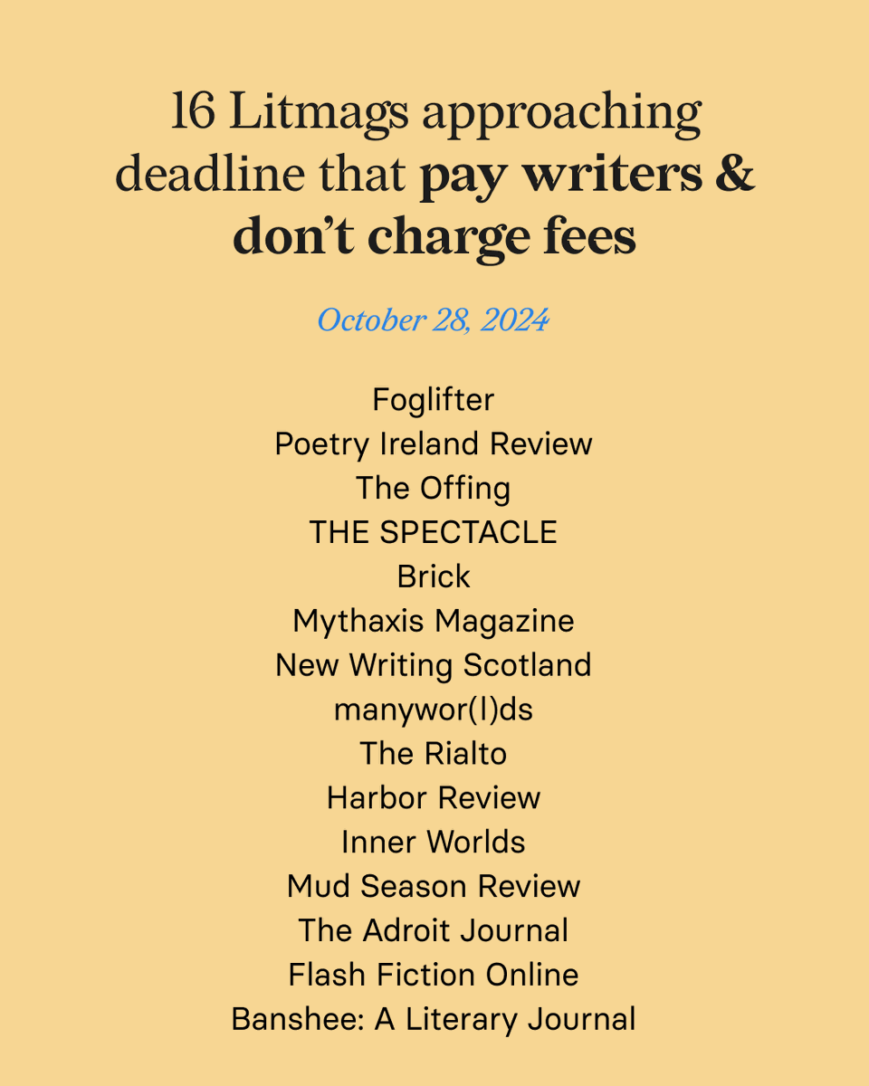 Creeping up on the end of the month, you know what that means....

IT'S GO TIME PEOPLE. 

Where to submit your writing this week: bit.ly/m/ChillSubs 

#WritingCommunity