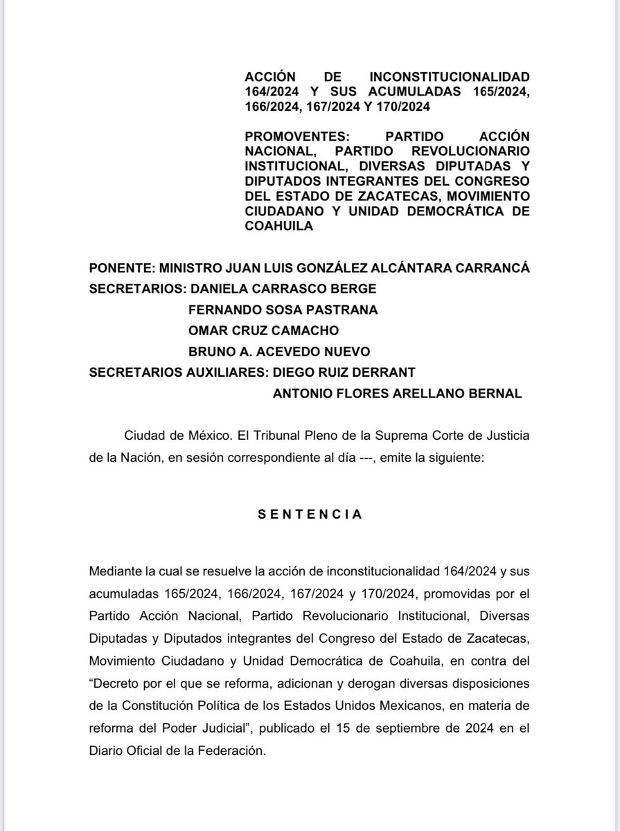 🧵El Ministro González Alcántara Carrancá, propone anular la Reforma al Poder Judicial🧵

1. El proyecto de sentencia del Ministro González Alcántara no solo analiza los impactos de la reforma, sino que propone una anulación de la misma. ¿Por qué? Porque, en su análisis, esta