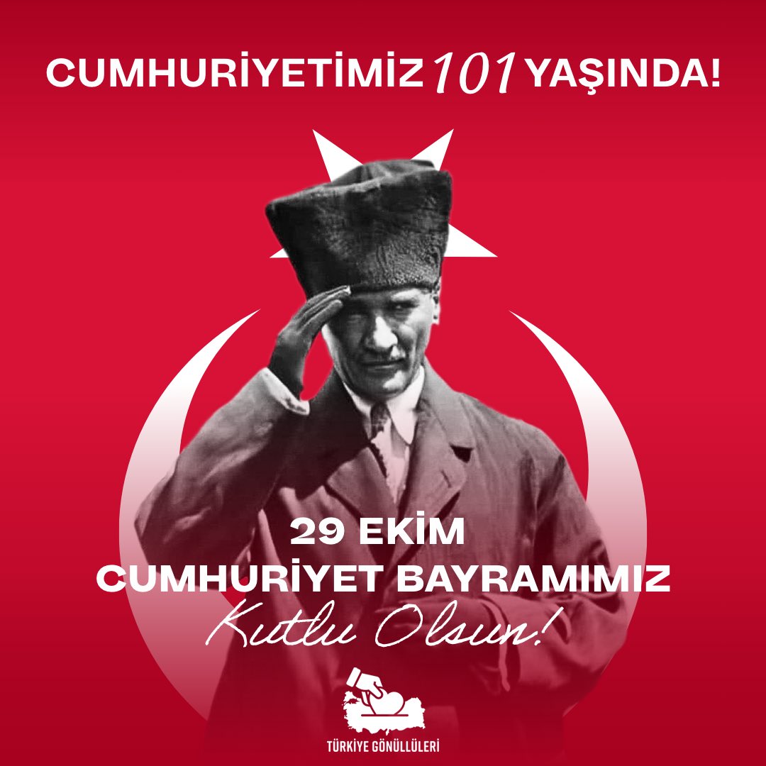 Ulusumuzun 101. #29Ekim Cumhuriyet Bayramı kutlu olsun. 🇹🇷

Cumhuriyetimizin mimarı Ulu Önder Mustafa Kemal Atatürk ve silah arkadaşlarını saygı ve minnetle anıyoruz.

YAŞASIN CUMHURİYET!
YAŞASIN MUSTAFA KEMAL ATATÜRK!