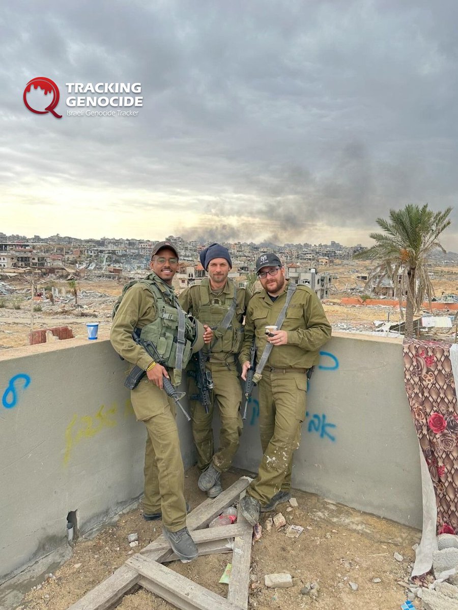 trackingisrael's tweet image. Israeli Ethiopian reservist Moshe Ananya from the Givati Brigade posed for photos amid the ruins of Gaza City, documenting his role in genocide there.

After completing his first reserve service in Gaza, he took a vacation to Lindos, Greece.