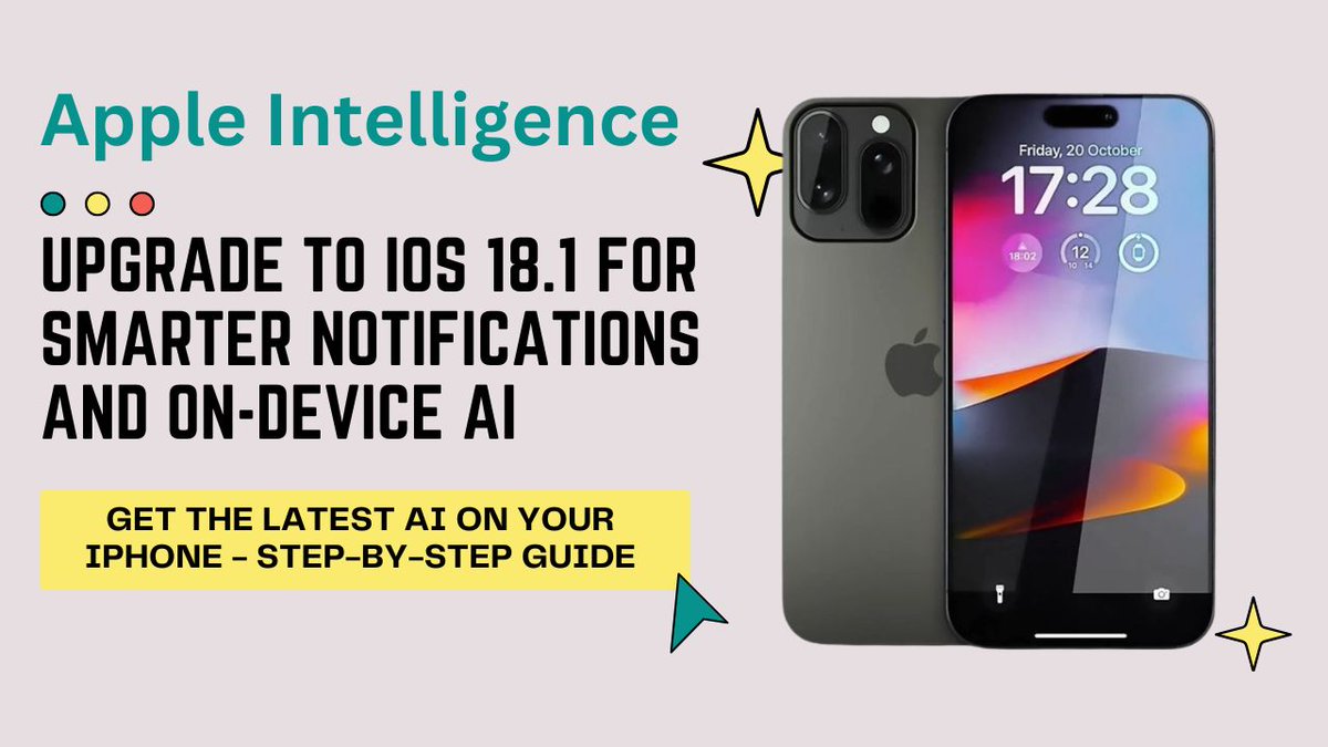 SarkariExamHelp's tweet photo. 🚀 Apple Intelligence in iOS 18.1 is here! Smarter Siri, privacy-first AI, smarter notifications, &amp; new writing tools. All on-device, keeping your data secure. Ready to upgrade? Learn more: https://t.co/8QowG2MenK #AppleIntelligence #iOS18 #AI https://t.co/KocGyQvs13