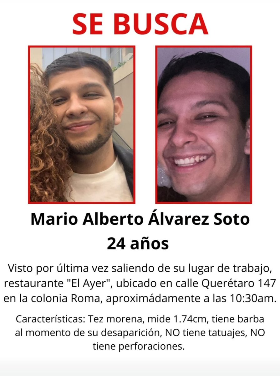 _ercurl's tweet image. Se busca, favor de dar información,  es super importante encontrarlo  
Mario Alberto Álvarez Soto @locatel_mx @SSC_CDMX