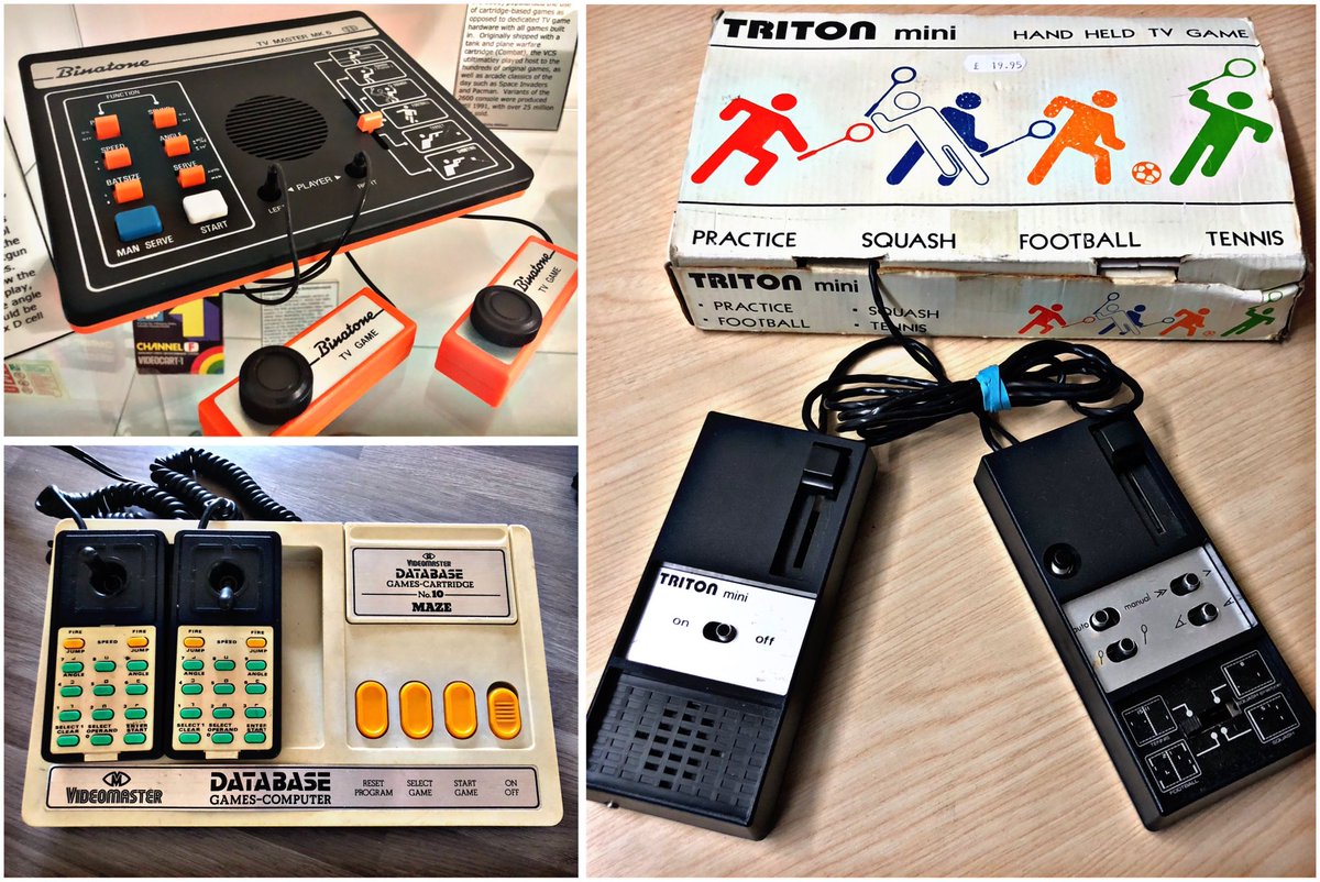 SWRetroComp's tweet photo. Today’s #RetroTrio offers you the #Triton mini, #Binatone TV Master MK6 and #Videomaster Database. Which will you keep, gift to a friend and delete forever? #RetroComputing #ComputerHistory #RetroGaming #VideoGames https://t.co/Lwfv8Nyo4O
