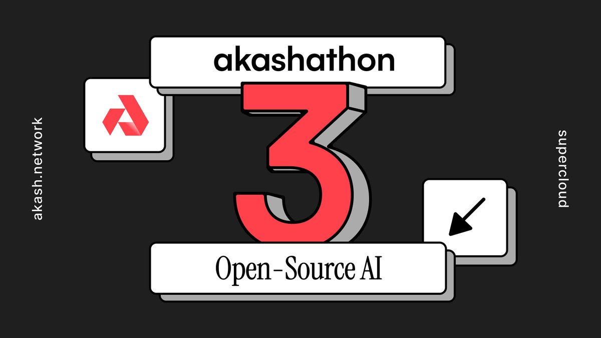 akashnet's tweet image. The third Akashathon is here.

Build new AI apps and deploy the latest AI models with permissionless compute powered by the Akash Supercloud — and over $45,000 in $AKT prizes for the winning projects.

Submissions open on November 4th.

Register here:
app.buidlbox.io/akash-network/…
