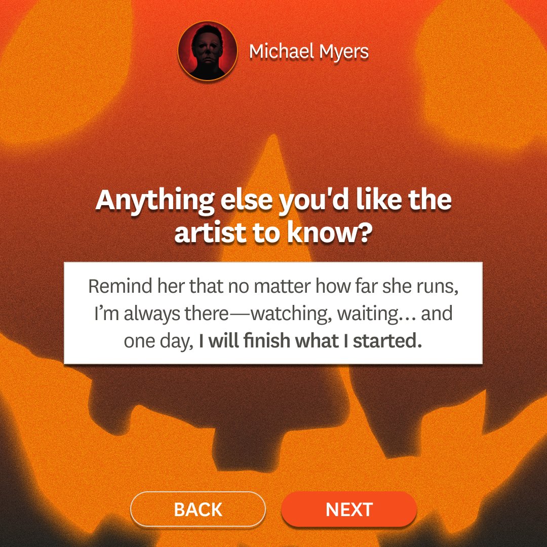 Even Michael Myers wants a song for his favorite scream queen. After all, nothing says Happy Halloween like a custom song for your “final girl” 🎃 🔪