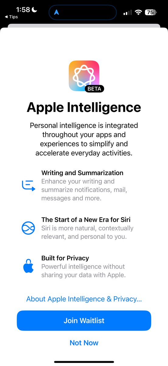 Seriously <a href="/Apple/">Apple</a>?  After much anticipation I downloaded 18.1 for Apple Intelligence and now I am placed ona. Waitlist after the upgrade?