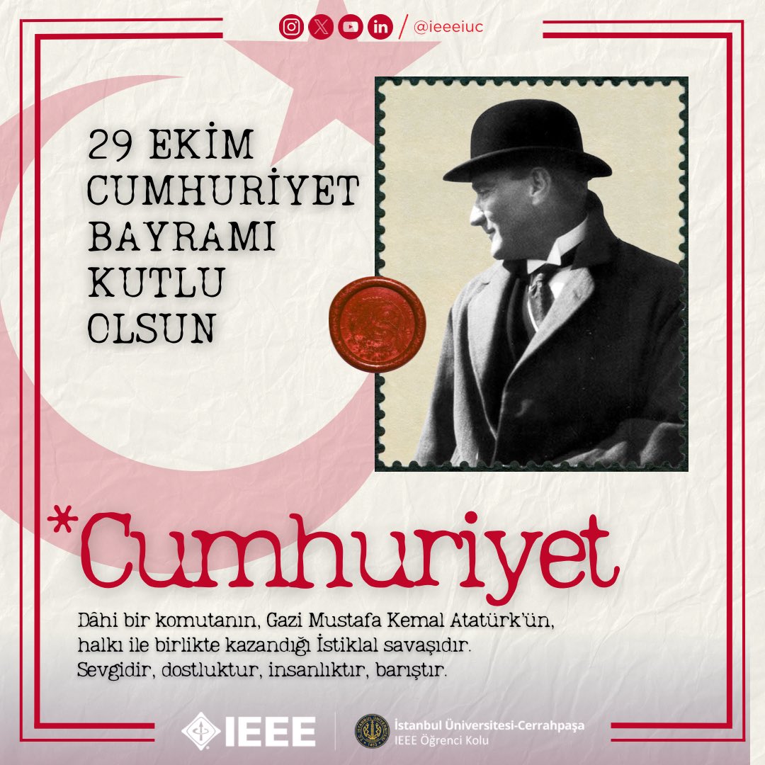 Cumhuriyetimizin 101. yılını büyük bir gururla kutluyoruz! 

Cumhuriyet Bayramımız kutlu olsun! 🇹🇷