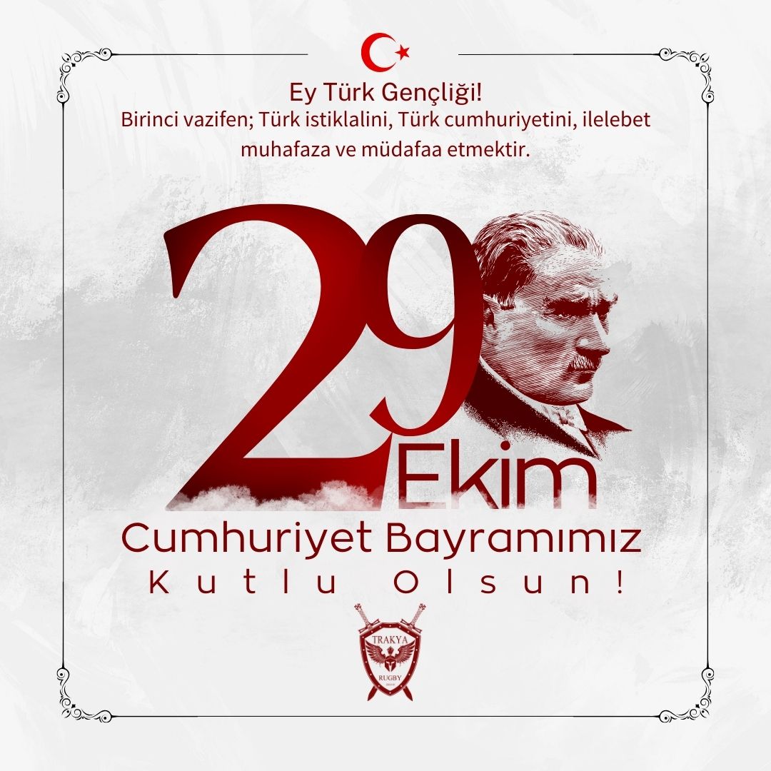 Biliyoruz ki Cumhuriyetimizi yaşatacak olanlar bizleriz! Cumhuriyet Devrimleri'ne inanmış biz Türk Gençleri, Gençliğe Hitabe'den aldığımız vazifeyle, Cumhuriyetimizin yılmaz bekçileriyiz. 

En büyük bayramdır, kutlu olsun🇹🇷

#29EkimCumhuriyetBayramı 
#Atatürk