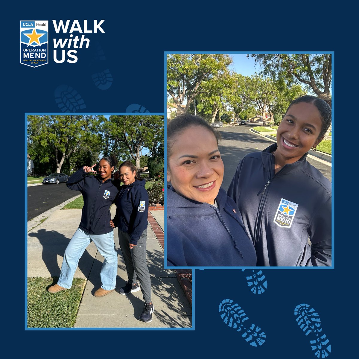 Operation_Mend's tweet image. Meet Leah &amp;amp; her daughter, Georgia, walking for Operation Mend’s #WalkWithUs campaign! 💙 They’re raising funds for #Veterans and caregivers as they honor Leah’s grandfather, a POW whose life was saved because he spoke Japanese. Leah walks with deep gratitude for their sacrifices.