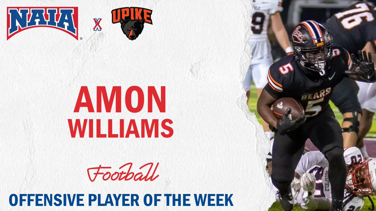 NAIA (@naia) on Twitter photo ๐
Amon Williams breaks AAC and <a href="/UPIKEAthletics/">UPIKE Athletics</a> on his way to being named #NAIAFootball Offensive Player of the Week!
Find out why --> naia.prestosports.com/x/ve0sw
#NAIAPOTW #collegefootball ๐
Amon Williams breaks AAC and <a href="/UPIKEAthletics/">UPIKE Athletics</a> on his way to being named #NAIAFootball Offensive Player of the Week!
Find out why --> naia.prestosports.com/x/ve0sw
#NAIAPOTW #collegefootball