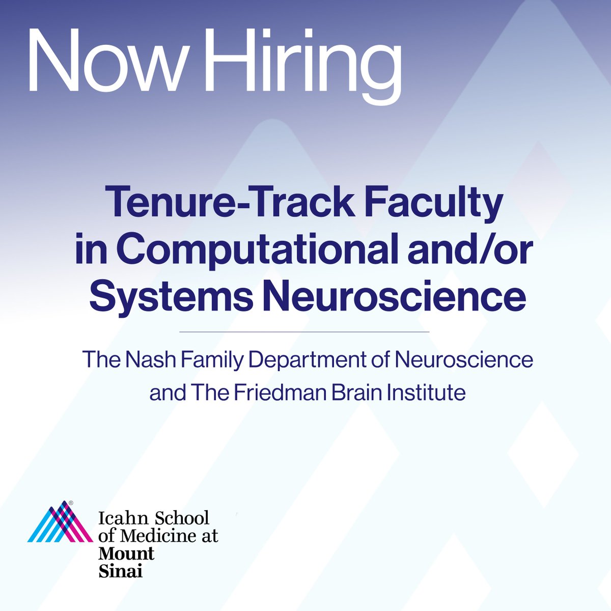 Friedman Brain Institute (@sinaibrain) on Twitter photo 📢 Calling all Systems & #ComputationalNeuroscience researchers! The #FriedmanBrainInstitute is hiring tenure-track faculty in the Department of Neuroscience <a href="/IcahnMountSinai/">Icahn School of Medicine at Mount Sinai</a>. Learn more & apply👉neuroscience.mssm.edu/pdf/faculty-se…
*Please retweet & share! 📢 Calling all Systems & #ComputationalNeuroscience researchers! The #FriedmanBrainInstitute is hiring tenure-track faculty in the Department of Neuroscience <a href="/IcahnMountSinai/">Icahn School of Medicine at Mount Sinai</a>. Learn more & apply👉neuroscience.mssm.edu/pdf/faculty-se…
*Please retweet & share!