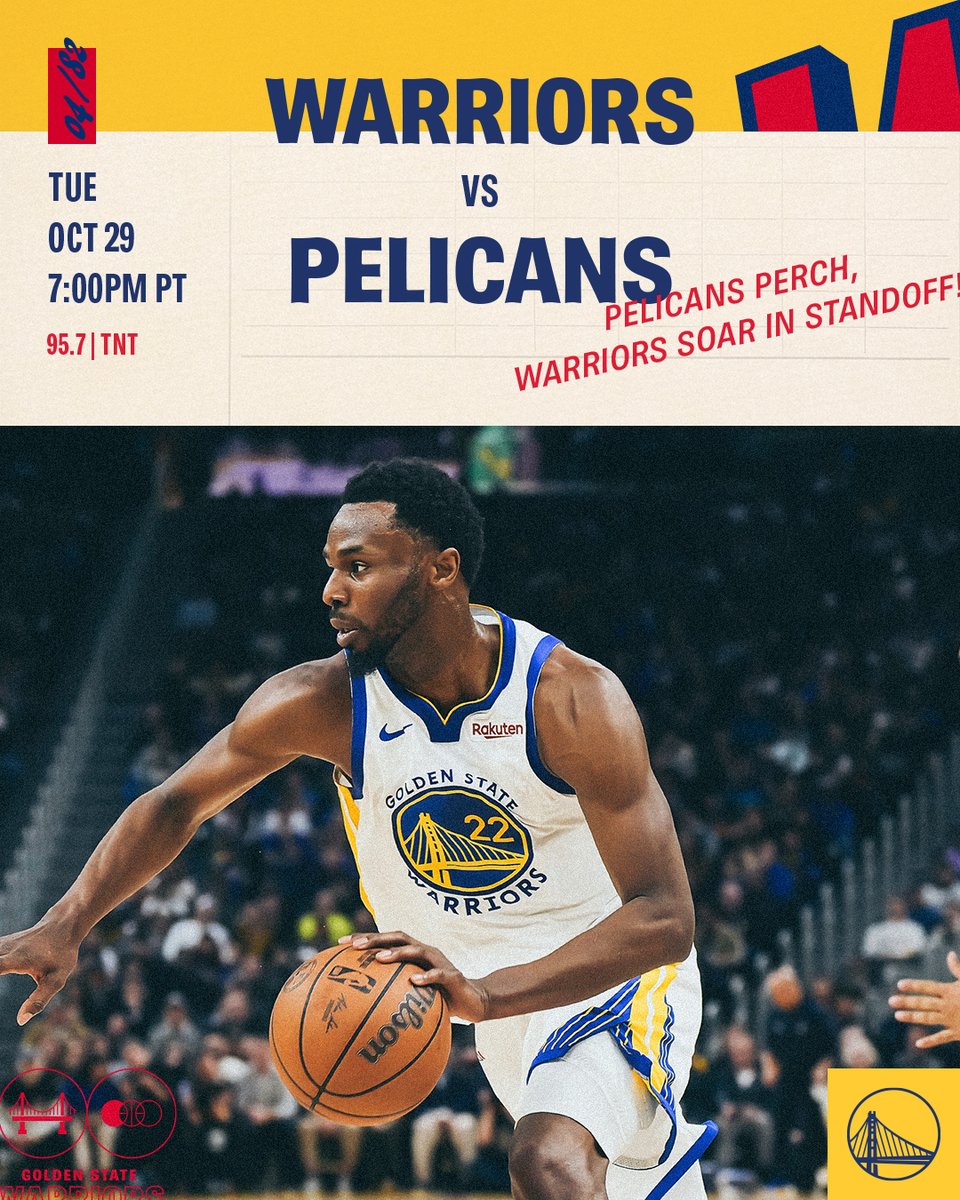 Golden State Warriors (@warriors) on Twitter photo We've got a game today 📣
🏀 GSW vs NOP
🕖 7:00pm PT
📺 <a href="/NBAonTNT/">NBA on TNT</a>
📻 <a href="/957thegame/">95.7 The Game</a>
🎟️ warriors.com/tickets
📲 warriors.com/app
#DubNation We've got a game today 📣
🏀 GSW vs NOP
🕖 7:00pm PT
📺 <a href="/NBAonTNT/">NBA on TNT</a>
📻 <a href="/957thegame/">95.7 The Game</a>
🎟️ warriors.com/tickets
📲 warriors.com/app
#DubNation