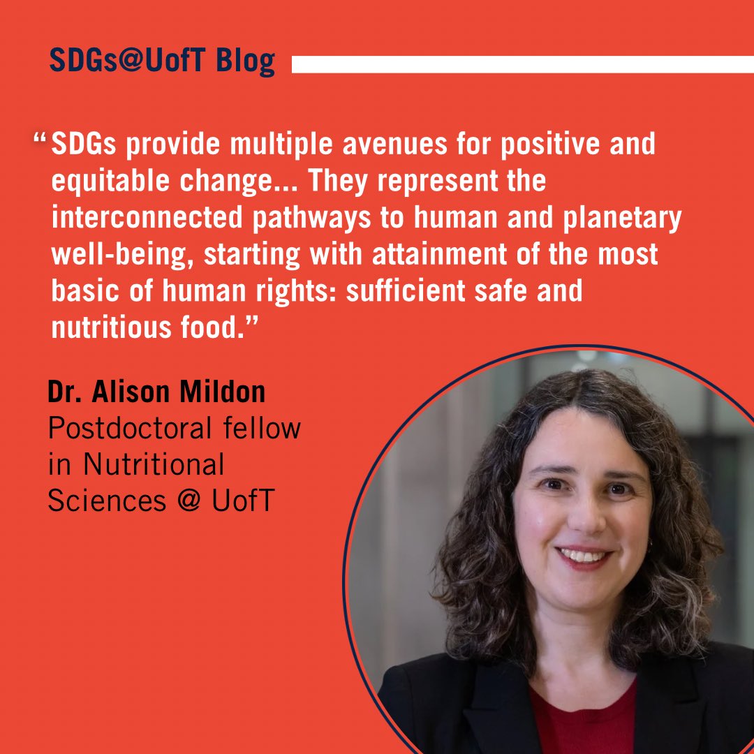 SDGs@UofT (@sdgsuoft) on Twitter photo Discover how the SDGs play a role in securing the human right to adequate and affordable food. Read more on our latest blog by Dr. Alison Mildon, a postdoctoral fellow in Nutritional Sciences at <a href="/UofT/">University of Toronto</a>.
Read more on: sdg.utoronto.ca/realizing-the-…
#UofT #UTSC #UTM #SowingTheFuture Discover how the SDGs play a role in securing the human right to adequate and affordable food. Read more on our latest blog by Dr. Alison Mildon, a postdoctoral fellow in Nutritional Sciences at <a href="/UofT/">University of Toronto</a>.
Read more on: sdg.utoronto.ca/realizing-the-…
#UofT #UTSC #UTM #SowingTheFuture