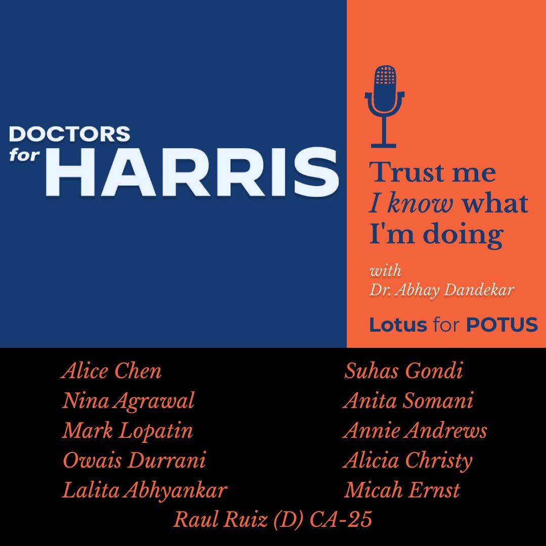 Abhay Dandekar, MD FAAP (@abhaydandekar) on Twitter photo Great conversations with <a href="/Doctors4Harris/">Doctors for Harris</a> to help learn, engage, and get active for <a href="/KamalaHarris/">Kamala Harris</a>
It's time to #TurnInDemBallots and go to Iwillvote.com
open.spotify.com/episode/2S4pzB… Great conversations with <a href="/Doctors4Harris/">Doctors for Harris</a> to help learn, engage, and get active for <a href="/KamalaHarris/">Kamala Harris</a>
It's time to #TurnInDemBallots and go to Iwillvote.com
open.spotify.com/episode/2S4pzB…