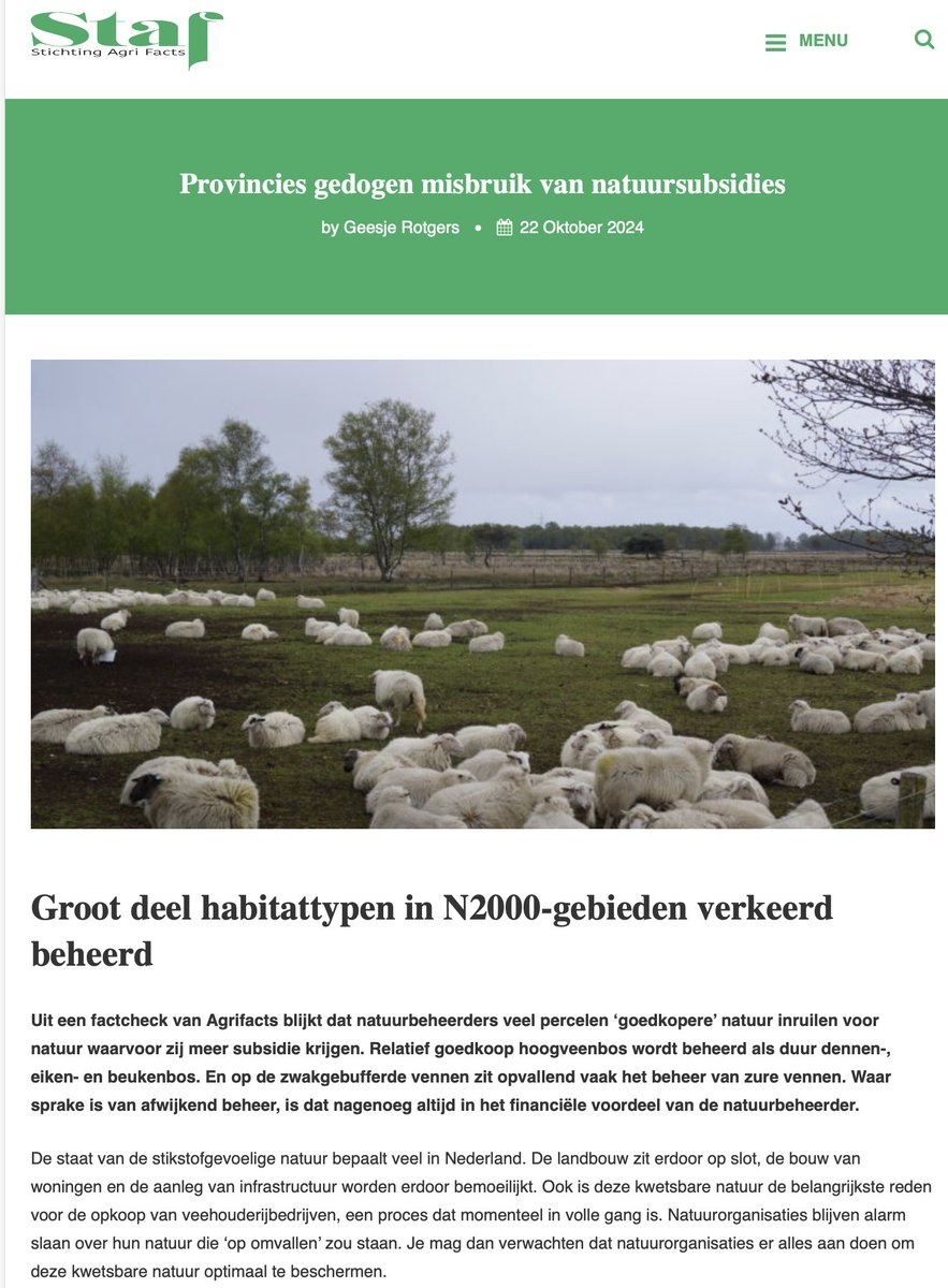 HELPOVP's tweet photo. Provincies gedogen misbruik van natuursubsidies
Geesje Rotgers
Groot deel habitattypen in N2000-gebieden verkeerd beheerd
Factcheck van Agrifacts:
natuurbeheerders ruilen veel percelen ‘goedkopere’ natuur in voor natuur waarvoor zij meer subsidie krijgen
https://t.co/PQSPXyRHNd https://t.co/iAeVsgXjp7