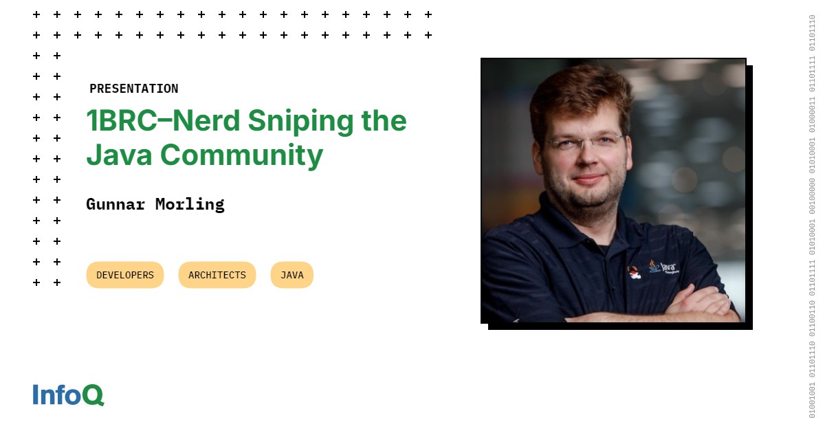 InfoQ's tweet photo. The #OneBillionRowChallenge (#1BRC) took the Java community by storm!
@gunnarmorling dives into some of the tricks employed by the fastest solutions for processing the challenge’s 13 GB input file within less than 2 seconds.
A must-watch video: https://t.co/jZXtHjewNS
#InfoQ https://t.co/I3HsboqrfV