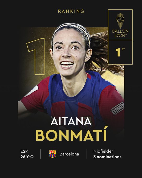 ⭐️ Aitana Bonmatí guanya la Pilota d'Or per segon any consecutiu!

#frac1