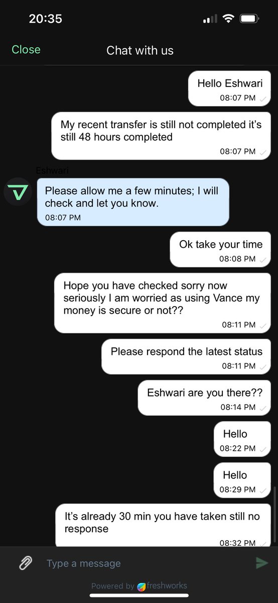 shashankgarg16's tweet photo. See the responses and time taken without resolution by @vanceapp_  Customer support team. @aajtak @indiatv @indiatv @ZeeNews https://t.co/D7x08neAVY