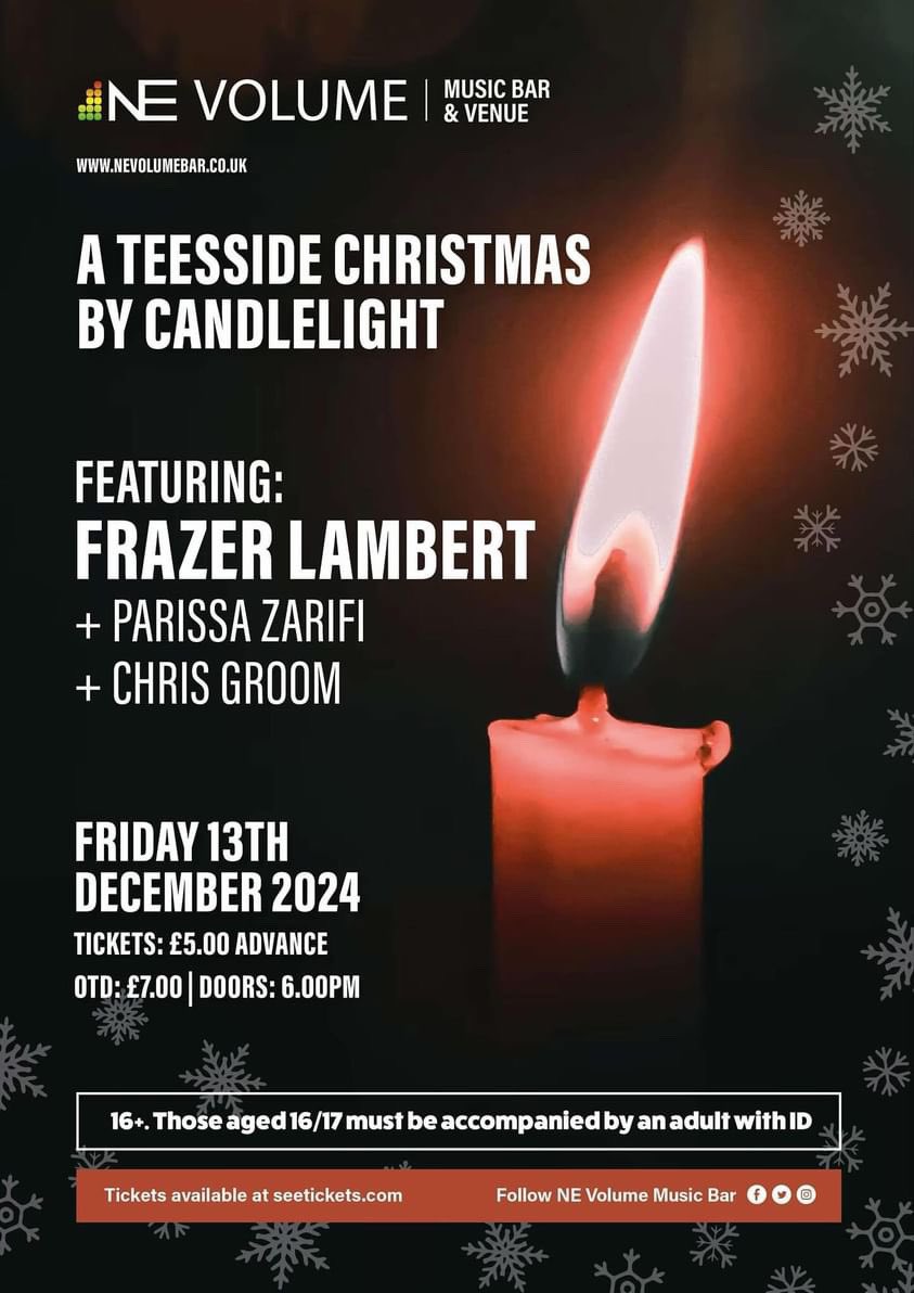 Friday 13th gig by candlelight? Yes please! 🕯️🎶 Join us for a lush night of original live music &amp; festive favourites <a href="/nevolumebar/">nevolumemusicbar</a> this December ❄️
Tickets are available now so grab yours while you can &amp; support our local scene
seetickets.com/event/a-teessi…
#lucky13 #christmasgig #live