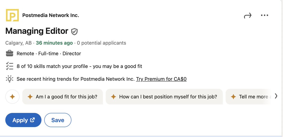 MTone123's tweet photo. Well would you look at this.

Should I apply? 🤣

#calgary #yyc #CalgaryHerald #media #news #newspapers #Postmedia #journalism https://t.co/U4YtUXY0Nq