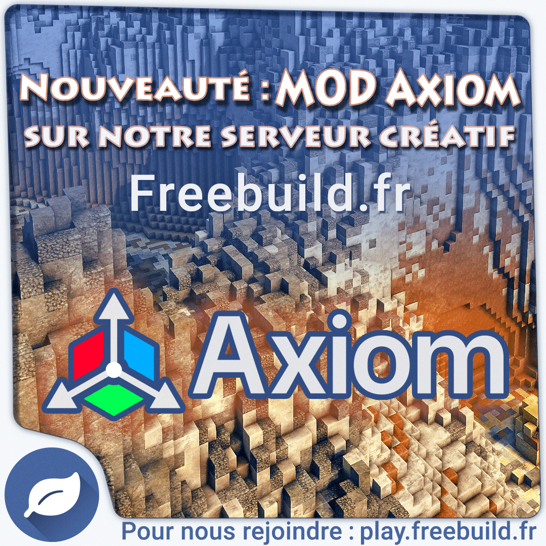 FreebuildFR's tweet photo. [Créatif]
Le mod Axiom est maintenant compatible avec https://t.co/7GrALbEhCJ ! Installez le mod sur votre launcher et vous pourrez l'utiliser sur les plots du Créatif, venez découvrir les nombreuses possibilités de ce mod en multijoueur !

https://t.co/yuoeKHuzxk https://t.co/CotC0ZzaOr