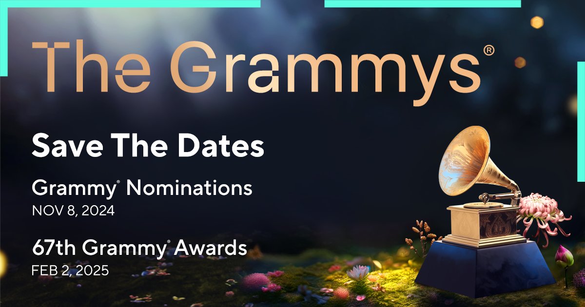 🗓️ Save the dates. Mark your calendars. 

🎶 We’re ready for the return of Music's Biggest Night!

✨ Nov. 8th, 2024: 67th GRAMMY Nominations 
✨ Feb. 2, 2025: 67th GRAMMY Awards 

🏆 Who are you hoping takes home #GRAMMYs Gold?