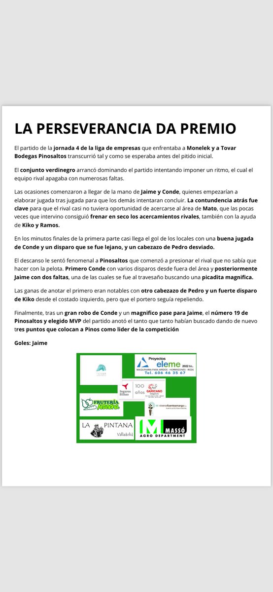 PinosaltosFC's tweet photo. ‼️‼️‼️🗞️🗞️🗞️CRÓNICA EMPRESAS https://t.co/hXnwqYDNEh