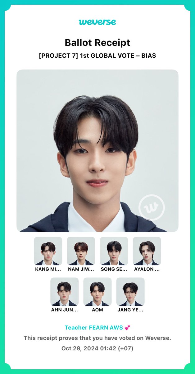 leeeunin289's tweet photo. Please vote✨ “AOM” 🇹🇭🩵🤍
Let's exchange votes. 🧩🛎️💛  

#เด็กไทยในรายการโปรเจค7 
#aomproject7 #aomwasin ง
#AOM #어엄 #프로젝트7 
#project7jtbc #프로젝트7jtbc 
#PROJECT7 #프로젝트7 #이수혁
#Assemble #Upgrade #WorldAssembler
#Lets_Assemble #JTBC #SLL #fyp https://t.co/EEBrrx7mGa