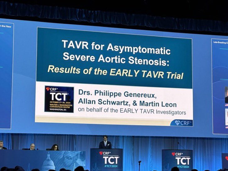 g_giustinoMD's tweet photo. TAVR in asymptomatic patients with severe aortic stenosis reduces death, stroke or unplanned hospitalizations compared with clinical surveillance.

Congratulations to my amazing colleague and friend Philippe Généreux to have led this monumental effort over the last 8 years from inception to finish. 

So proud!!!

@AtlanticHealth 
@PhilGenereuxMD 
@KippermanRobert 
@KKoulogiannis 
@crfheart 
@TCTConference 
@TCTMD