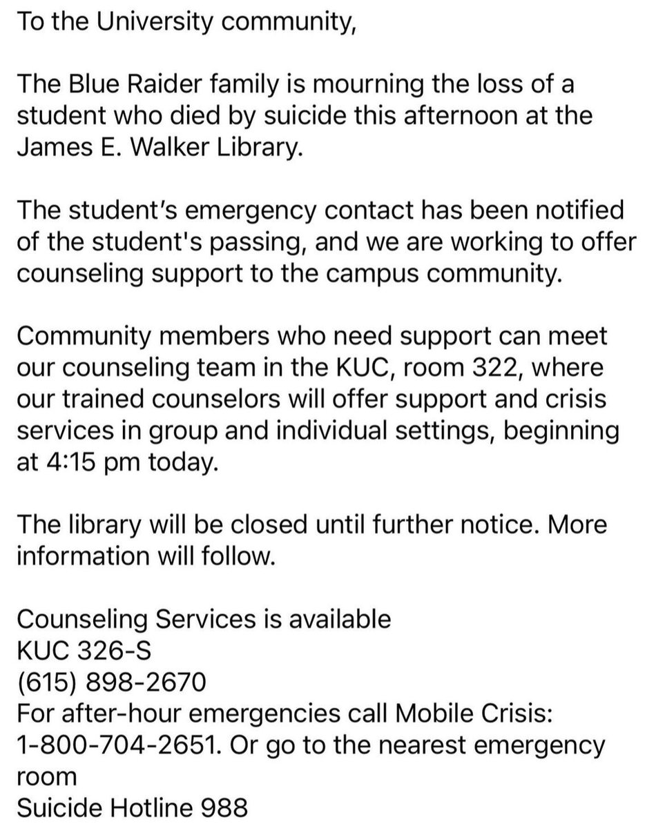 Note to campus from President McPhee.