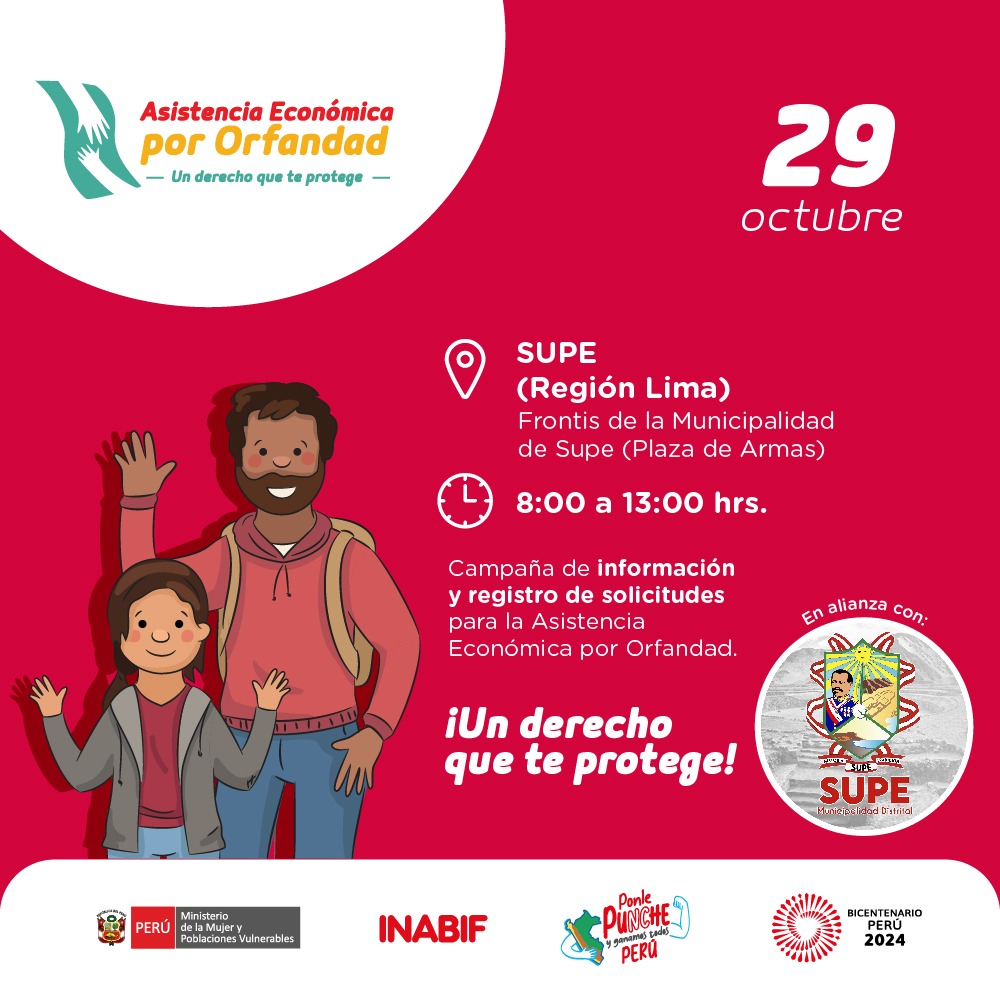 mimpinabif's tweet image. 🚨 #ATENCIÓN #SUPE | Este martes, 29 de octubre, estaremos brindando información y registrando solicitudes para acceder a la Asistencia Económica por Orfandad. ¡Pasa la voz!
🖐 ¿Cómo acceder al beneficio? 👉 cutt.ly/FesPFOz5
#PensiónDeOrfandad