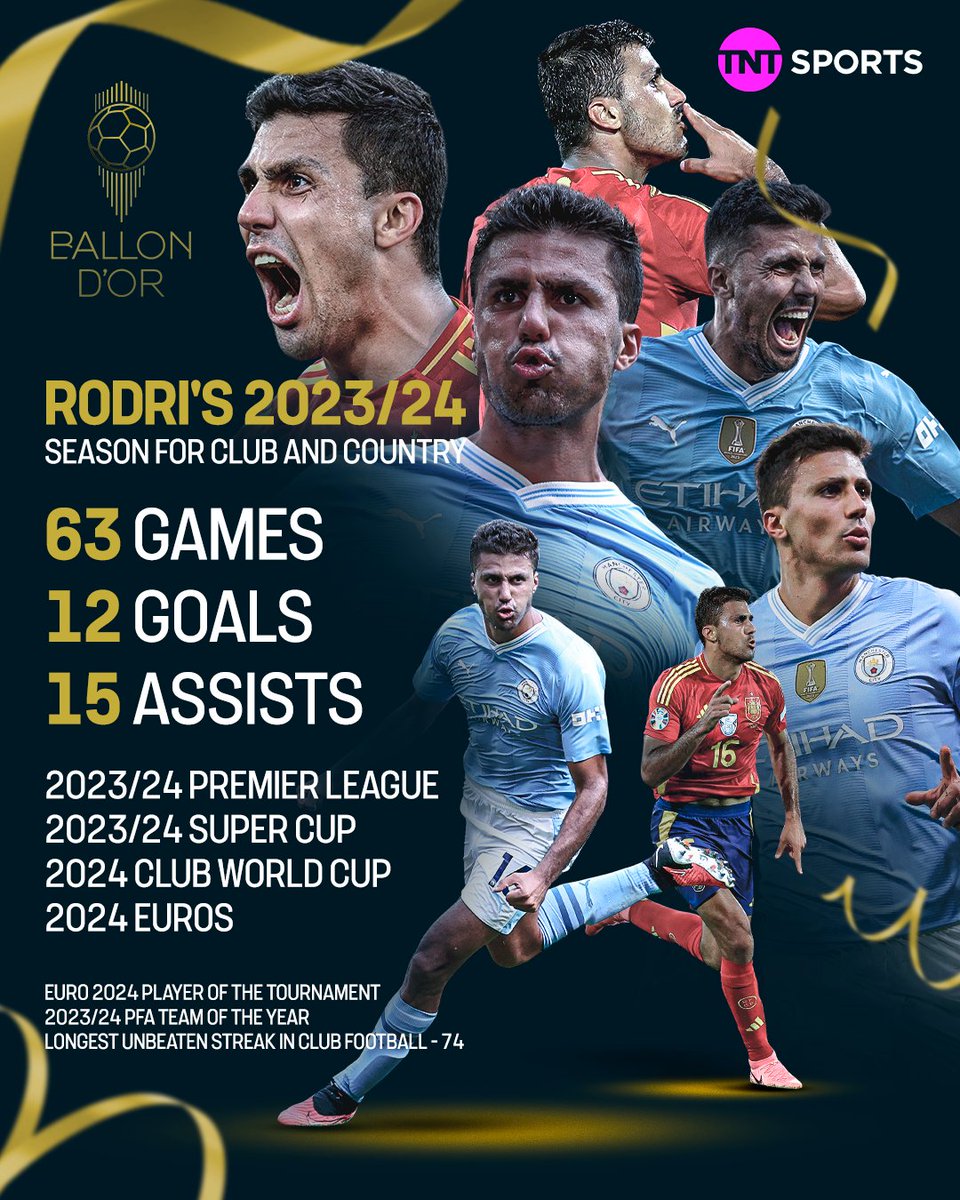 footballontnt's tweet photo. A season to remember 👏

Rodri writes his name in the Ballon d'Or history books 🏆 https://t.co/JT6Ldajm1J