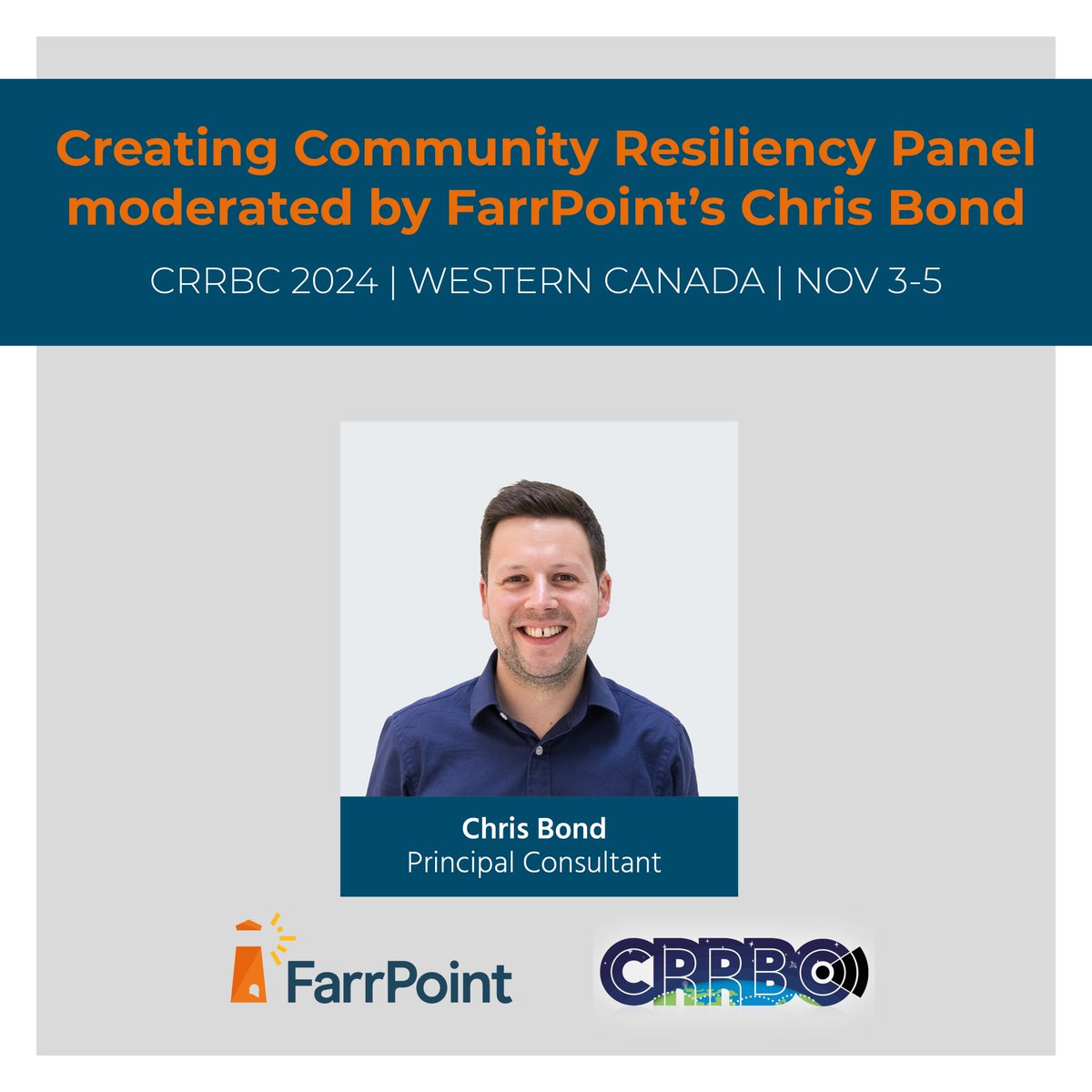 FarrPoint's Head of Data, Chris Bond, will be moderating a discussion on "Creating Community Resiliency" at the upcoming #CRRBCWEST Conference &amp; Expo in Kelowna, Canada. 🇨🇦 

The panellists include industry leaders from Powerworks Design, <a href="/nokia/">Nokia</a> , and Dura-Line. The session will