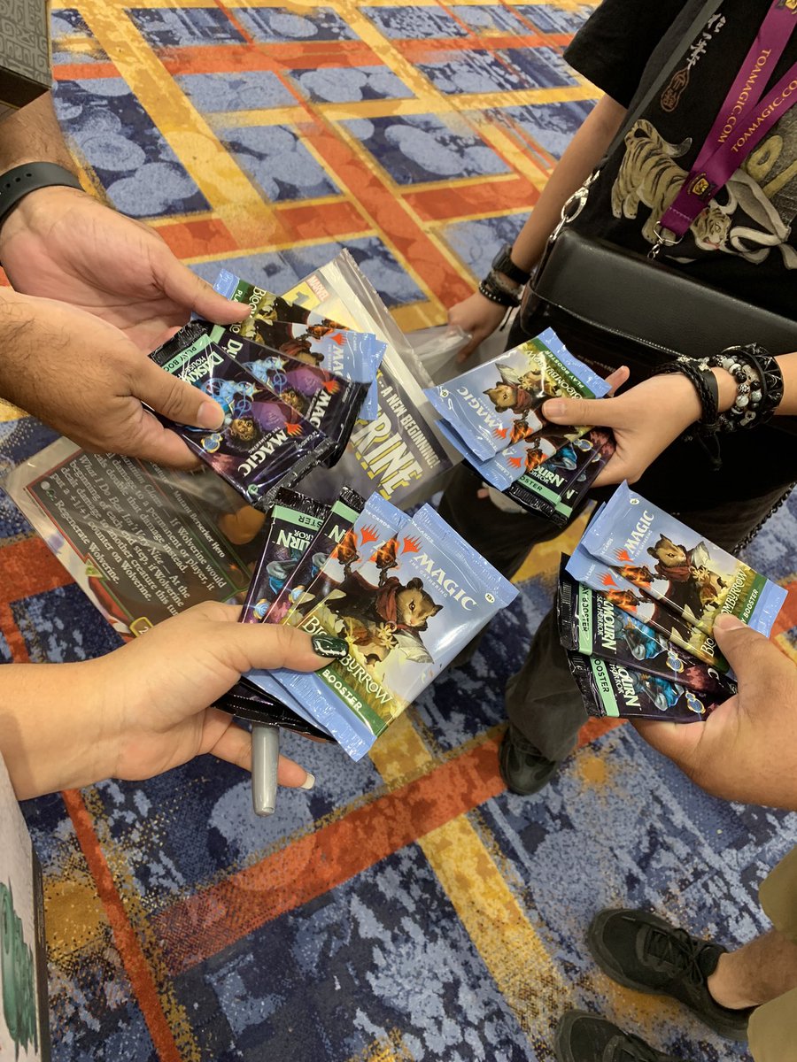 Buddy was told something at a panel, turns out there was miscommunication. 
Shout out to Kevin who had on a black MagicCon staff shirt. Made our night with literal PITY PACKS. <a href="/wizards_magic/">Magic: The Gathering</a> #MCVegas