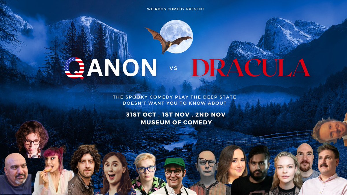Weirdos Comedy (@weirdoscomedy) on Twitter photo We're all getting mad spooky for our upcoming Halloween show.
Conspiracy theories and vampires at QANON Vs Dracula 🧛
Thurs, Fri, Sat at <a href="/museumofcomedy/">Museum of Comedy</a>
Book now. Tickets are selling out.
🎫 museumofcomedy.ticketsolve.com/ticketbooth/sh… We're all getting mad spooky for our upcoming Halloween show.
Conspiracy theories and vampires at QANON Vs Dracula 🧛
Thurs, Fri, Sat at <a href="/museumofcomedy/">Museum of Comedy</a>
Book now. Tickets are selling out.
🎫 museumofcomedy.ticketsolve.com/ticketbooth/sh…