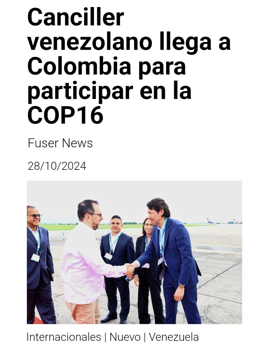 El canciller Yván Gil arribó este lunes a la ciudad de Cali, Colombia, para participar en representación del presidente de la República Bolivariana de Venezuela, Nicolás Maduro, en la Conferencia de las Naciones Unidas sobre Biodiversidad (COP16).