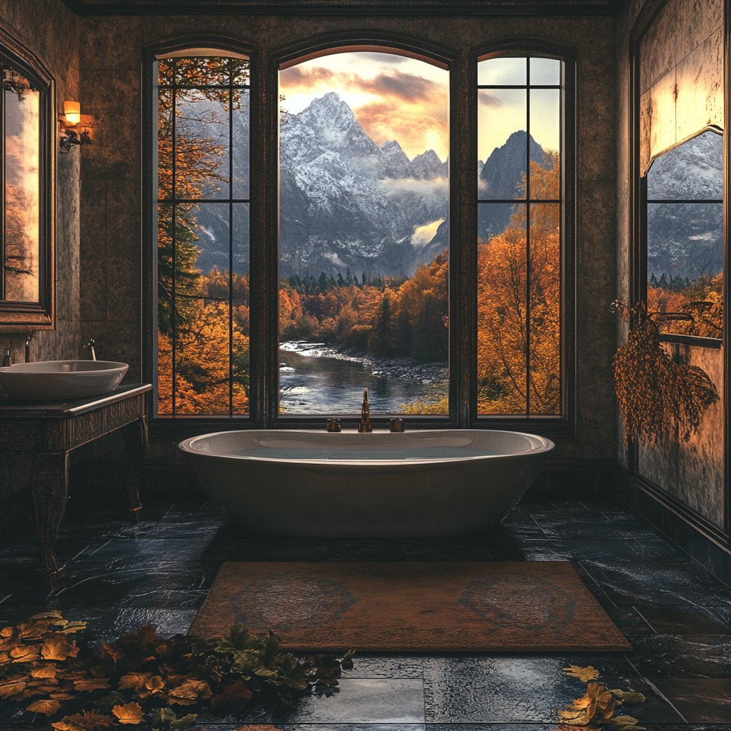 Stephenwycoff's tweet image. Relaxation meets nature in this stunning bathroom with a mountain view. 🍂🛁 What&apos;s your ideal escape? #LuxuryLiving #NatureViews