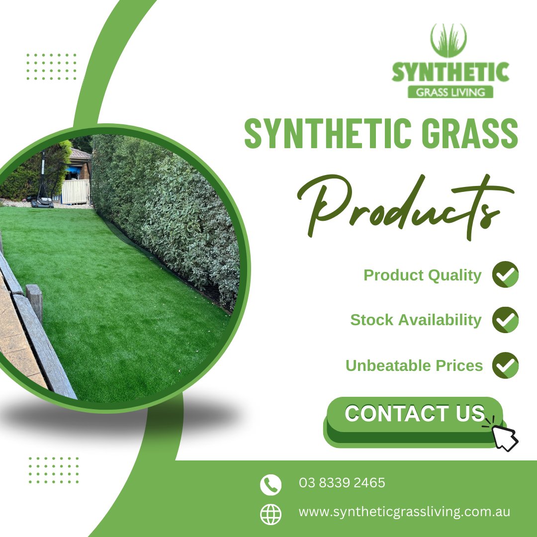 SyntheticGrassL's tweet photo. Upgrade your outdoor space with synthetic grass for a lush, green lawn all year round 🌿!
𝗖𝗼𝗻𝘁𝗮𝗰𝘁 𝗜𝗻𝗳𝗼 
Address: Melbourne, Victoria Campbellfield Store 43A Cooper Street, Campbellfield, VIC 3061
Phone: 03 8339 2465
Dandenong Store
60 Elliott Rd, Dandenong South https://t.co/jdO0GFKa8R