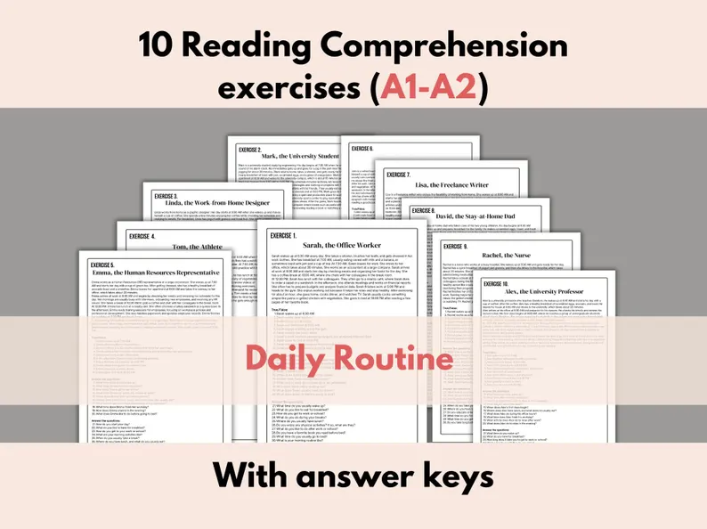 mcwilsonky's tweet photo. 10 pcs Reading Comprehension Worksheets Daily Routine Vocabulary Practice for ESL Beginners A1-A2 PDF
https://t.co/WhylkKdnlR

#ESL #Languages #LanguageLearning #teachers #teaching #learning #MonaPrint #Etsy https://t.co/lNnZTrZ2dD