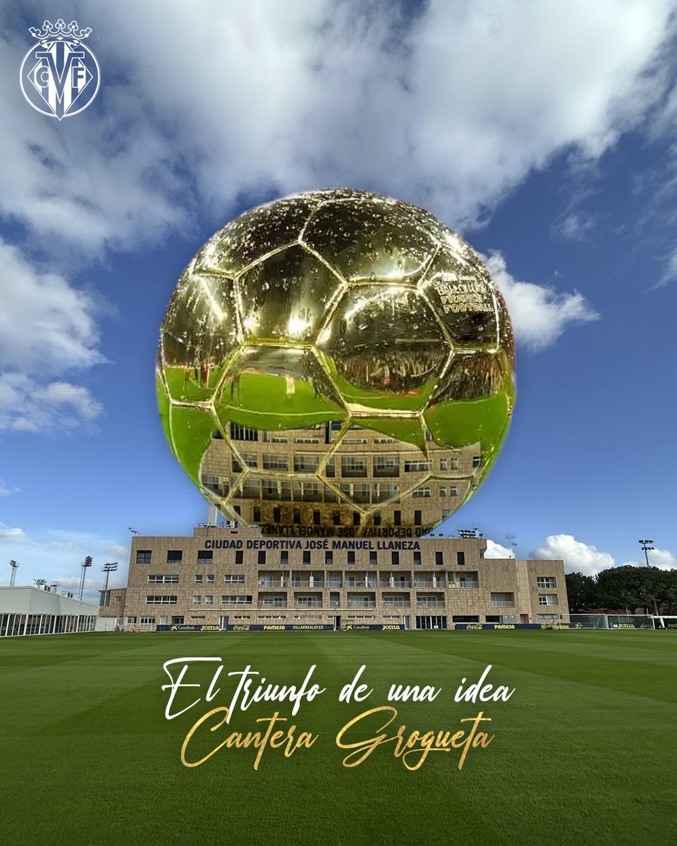 VillarrealCF's tweet photo. El triunfo de una idea. 
El triunfo de la @CanteraGrogueta.

Orgullosos de ti, Rodri 💛

#BallonDor https://t.co/Wp36FFcnex