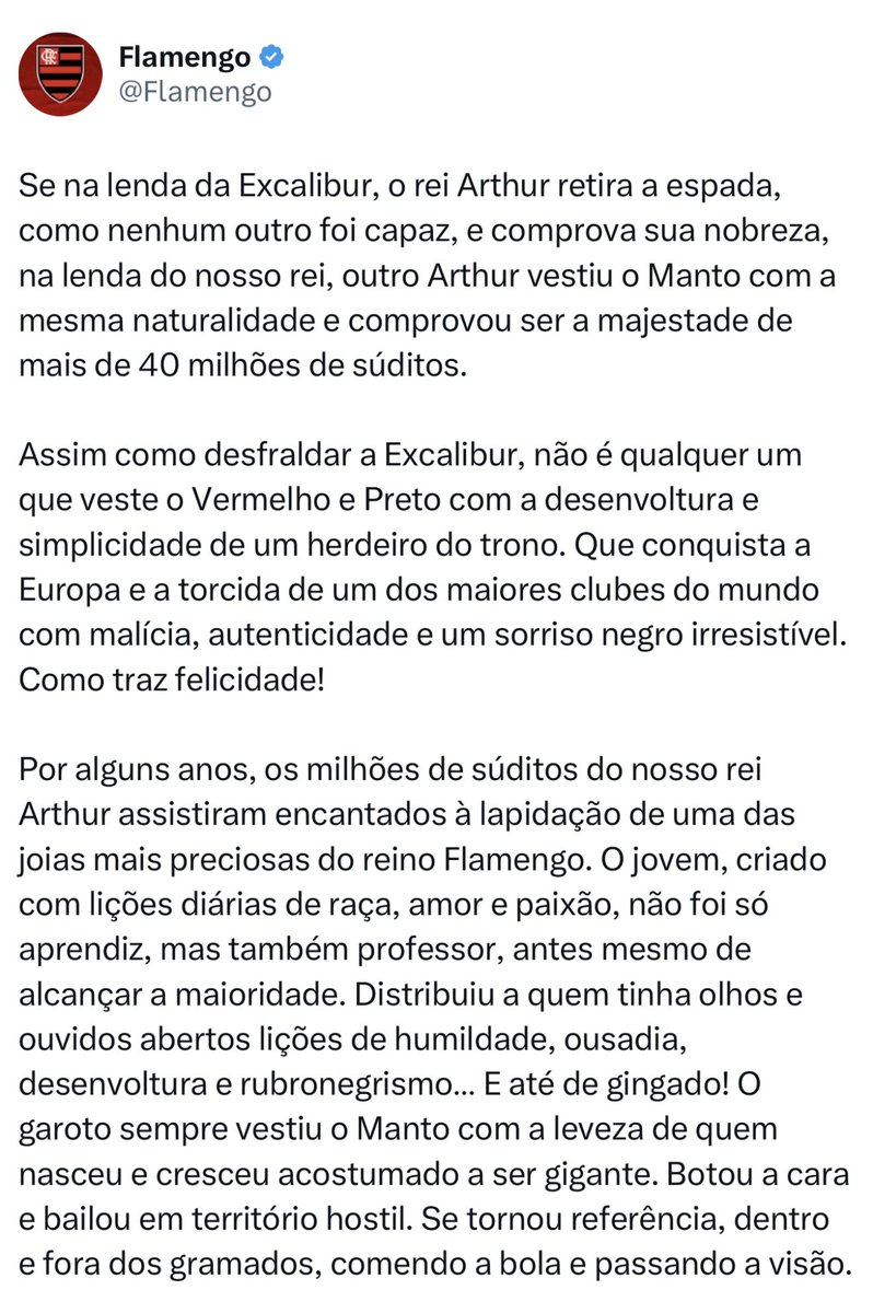 futebol_info's tweet photo. Publicação do Flamengo em homenagem a Vini Jr:

"Hoje, havia uma grande expectativa por um dia de coroação. Mas se ela não veio daqueles que votaram na contestada premiação, ela veio, vem e virá daqueles que sabem que você é o melhor. E é tão fácil saber!"

📸 Reprodução | Paula Reis/CRF